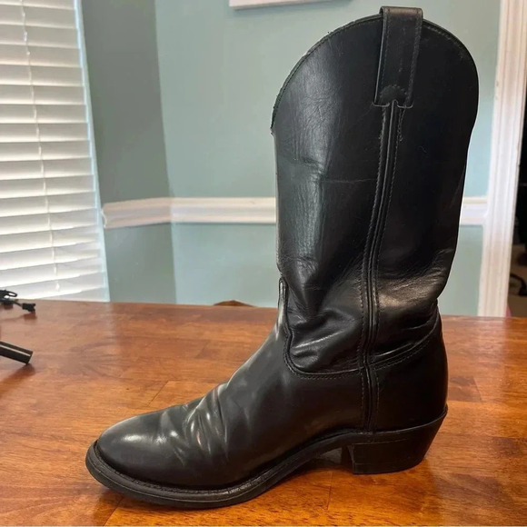 Justin Tobias 12" Western Black Leather boots size 8.5 E wide - Picture 2 of 12
